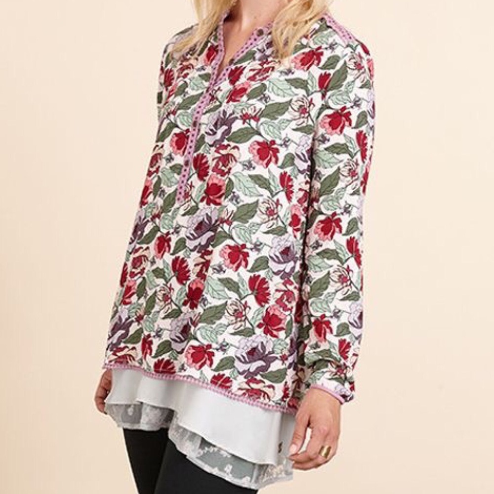 Matilda‎ Jane Dusk or Dawn Floral Peasant Blouse